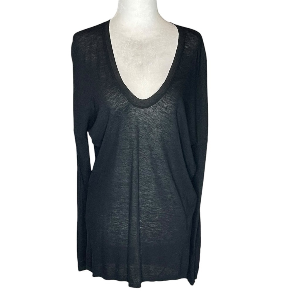 Vince V-Neck Wool Blend Sweater Black Light Weight Size Small Petite